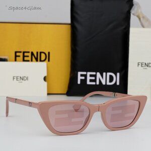 NEW Fendi FE40089I 72U FOLDING Pink Mirror Pattern Women Cat Eye Sunglasses